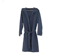 NEW Accappatoio in Microfibra Donna Uomo Unisex con Cappuccio e Borsetta (L, Blu)