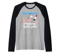 New Baby Gender Reveal Party Hockey Mom Lover Gift Maglia con Maniche Raglan