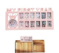 New Baby Gifts My First Year Cornice 12 Mesi Nuovo Baby Photo Frame Baby 12 Foto Collage Frame Pietra miliare Per Foto Ricordi Baby Shower Rosa