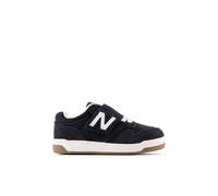 New Balance Bambino 480 New-B Hook & Loop in Bianco/Nero, Pelle Scamosciata/Rete, Taglia 21.5