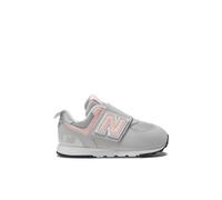 New Balance Bambino 574 New-B Hook & Loop in Grigio/Rosa, Sintetica, Taglia 18.5