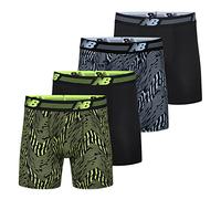 New Balance Boxer da Uomo Performance da 15,2 cm Senza Mosche (Confezione da 4), Stampa Nero/Azzurro/Nero/Stampa Hi-Lite, Small