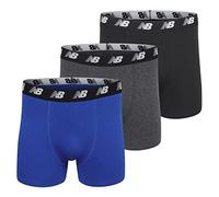 New Balance Boxer Uomo 12,7 cm No Fly Cotone 3 Pezzi, Nero/Blu/Dark Heather, M