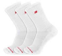 New Balance Calzini unisex in cotone biologico - 3 paia - Arch SupportPATCH LOGO CREW CALZINI, Logo Patch Bianca, Large