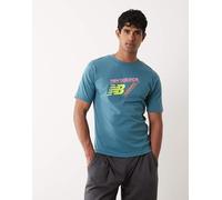 New Balance - Classic - T-shirt color verde-azzurro con tri-logo-Blu XS