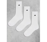 New Balance - Confezione da 3 paia di calzini bianchi con logo ricamato-Bianco S