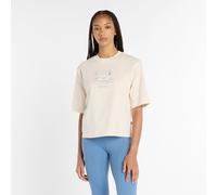 New Balance Donna Apres Run Bath T-Shirt in Beige, Cotone, Taglia S