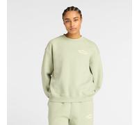 New Balance Donna Linear Heritage Fleece Crew in Verde, Taglia S