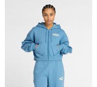 New Balance Donna Linear Heritage Fleece Full Zip in Blu, Taglia L