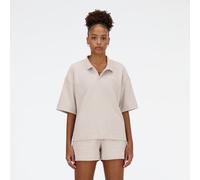 New Balance Donna Linear Heritage French Terry Collared Shirt in Grigio, Taglia S