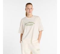New Balance Donna Linear Heritage Oversized T-Shirt in Bianca, Jersey di Cotone, Taglia L