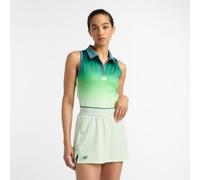 New Balance Donna Printed Collared Tournament Tank in Verde, Maglia di Poliestere, Taglia XS