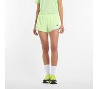 New Balance Donna RC Essential Short 3" in Verde/Grigio, Politessuto, Taglia M