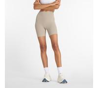 New Balance Donna Ribbed High Rise Short 6" in Beige, Maglia di Poliestere, Taglia L