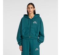 New Balance Donna Trackside Fleece Full Zip in Verde, Taglia XL