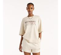 New Balance Donna Trackside Oversized T-Shirt in Beige, Jersey di Cotone, Taglia M