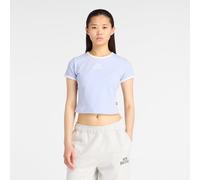 New Balance Donna Trackside Ringer T-Shirt in Viola, Jersey di Cotone, Taglia L