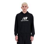 New Balance Felpa con Cappuccio da Uomo in Pile con Logo, Nero, M