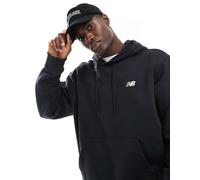 New Balance - Felpa con cappuccio spazzolata nera con logo piccolo-Nero S