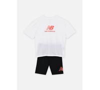New Balance Kids - New Balance Stacked Logo Tee and Cycle Short Set Bianco - Abbigliamento 15 - 16A Bianco