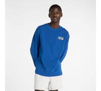 New Balance - Athletics - T-shirt a maniche lunghe premium blu con logo sul retro L