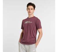 New Balance Uomo Heathertech Linear T-Shirt in Viola, Maglia di Poliestere, Taglia S