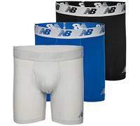 New Balance Men's 6" Boxer Brief Fly Front with Pouch, 3-Pack,Black/Team Royal/Concrete, Large (36"-38")