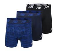 New Balance Men's 6" Boxer Brief Fly Front with Pouch, 3-Pack, Pigment/Pigment Woodgrain/Black, Large