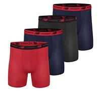 New Balance Mesh 5" with Fly Boxer Brief (4-Pack) Pantaloncino, Blu Marino, Nero, Rosso Squadra, Blu Marino, L Uomo