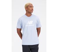 T-shirt New Balance Essentials Stacked Logo Cotton manica corta blu chiaro bianco - S