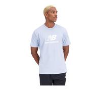 T-shirt New Balance Essentials Stacked Logo Cotton manica corta blu chiaro bianco - S