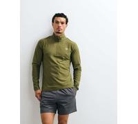 New Balance - Top kaki con zip corta e stampa effetto space dye-Verde S