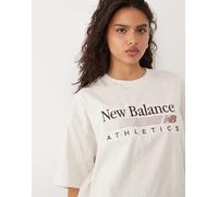 New Balance Donna Trackside Oversized T-Shirt in Beige, Jersey di Cotone, Taglia L