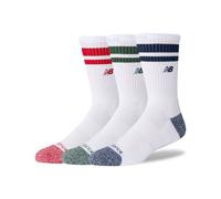 New Balance Unisex Active Premium Stripe Crew Calzini 3 Pack in Rosso, Poliestere, Taglia XL