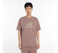New Balance Uomo Athletics Logo T-Shirt in Marrone, Cotone, Taglia XS