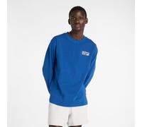 New Balance Uomo Athletics Premium Back Logo Long Sleeve in Blu, Cotone, Taglia S