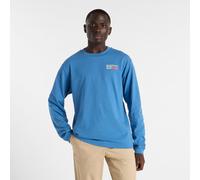 New Balance Uomo Athletics Premium Back Logo Long Sleeve in Blu, Cotone, Taglia S