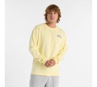 New Balance Uomo Athletics Premium Back Logo Long Sleeve in Giallo, Cotone, Taglia M