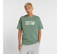 New Balance Uomo Athletics Premium Relaxed Chest Logo T-Shirt in Verde, Cotone, Taglia M