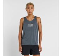New Balance Uomo Athletics Reflective Graphic Singlet in Grigio, Maglia di Poliestere, Taglia S