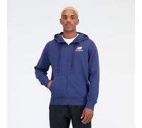 New Balance Uomo Giacca Essentials Stacked Logo French Terry in Blu, Taglia XS