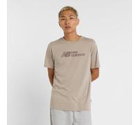 New Balance Uomo Heathertech Linear T-Shirt in Beige, Maglia di Poliestere, Taglia S