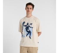New Balance Uomo Hoops Graphic Vintage T-Shirt in Beige, Maglia di Poliestere, Taglia L