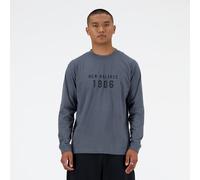 New Balance Uomo Iconic Collegiate Graphic Long Sleeve in Grigio, Cotone, Taglia XL