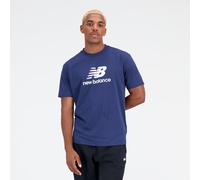 New Balance Uomo T-Shirt Essentials Stacked Logo Cotton Jersey Short Sleeve T-shirt in Blu, Cotone, Taglia 2XL