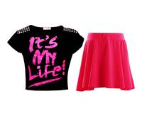 New Bambine " IT'S My Life " Top Corto & Moda Skater Gonna Set 7-13 Anni