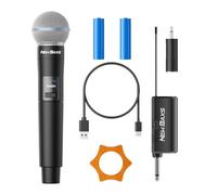 NEW BAXS Microfoni wireless ricaricabili, 50 m, senza fili, per karaoke, dinamico, uscita da 1/4", per karaoke, riunioni, matrimoni, canto, chiesa