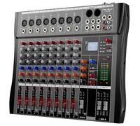 NEW BAXS Mixer audio professionale per DJ - Controller Bluetooth DJ a 8 canali mixer audio con DSP 16 effetti preimpostati, interfaccia USB, 8 ingressi microfono/linea XLR, AUX,