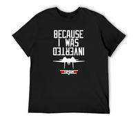 New Because I Was Inverted T Shirt Vintage Gift for Men Funny Tee Black L
