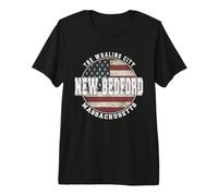 New Bedford Massachusetts, Vintage Bandiera Americana Maglietta Premium